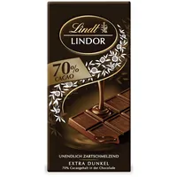 Lindt LINDOR Tafel 70% Kakao | 100g Schokoladentafel | Extra dunkle Schokolade mit zartschmelzender Füllung