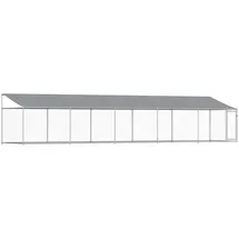 vidaXL Hundezwinger mit Dach und Tür 10 x 2 x 2 m Stahl Grau