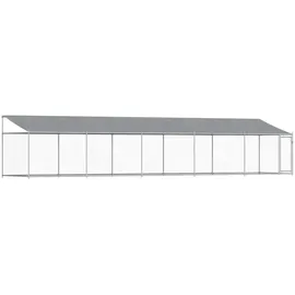 vidaXL Hundezwinger mit Dach und Tür 10 x 2 x 2 m Stahl Grau