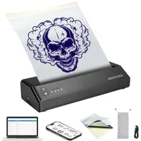 Vevor Tattoo-Transfer-Schablonendrucker, Kabelloser Bluetooth-Tattoo-Schablonendrucker mit 10-teiligem Transferpapier und Stoffbeutel, Tragbarer