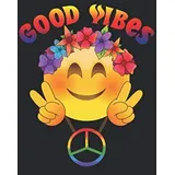majosta Notizbuch Hippie 60er und 70er Jahre Smiley Peace Flower Love Power A5 liniert