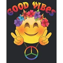 majosta Notizbuch Hippie 60er und 70er Jahre Smiley Peace Flower Love Power A5 liniert