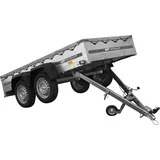 GARDEN TRAILER 264/2 KIPP MIT STÜTZRAD, GRAUE FLACHPLANE UND PLANENTRÄGER