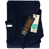 npluseins Decke mit Ärmeln Geschenke für Frauen und Männer 130x180 cm TV Deckenpullover Kuscheldecke das Original mit Ärmel & Bauchtasche 1448.2043, Marine