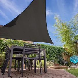 ECD Germany Sonnensegel Sonnenschutz 3,6x3,6x3,6 m Anthrazit HDPE, UV Schutz, wasserabweisend, wetterbeständig, atmungsaktiv, inkl. Befestigungsseile, Schattenspender für Terrasse, Balkon