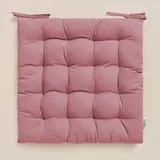 ROOM99 Carmen Stuhlkisse 40 x 40 cm Sitzkisse Sitzpolster mit bändern Zierkissen Stuhl Boden Bodenkissen Kissen Outdoor Indoor Wohnzimmer Baumwolle natürlicher Stoff Rosa,1 Stück