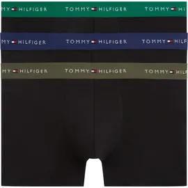 Tommy Hilfiger Trunk Boxershorts Schwarz / Grün / Blau S 3er Pack