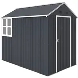 Outsunny Gerätehaus, Dunkelgrau, Metall, 172x222x259 cm, Aufbewahrung & Schutzhüllen, Geräteschuppen