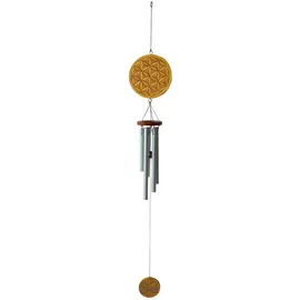 Saraswati Klangspiel 'Blume des Lebens' Holz braun/gold bemalt, 12x80 cm