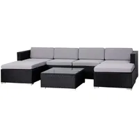 SVITA LUGANO Polyrattan Lounge Gartenmöbel Set Gartenlounge Gartensofa Schwarz