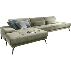 Ecksofa DIE PLANBAR "MP-IN20126 L-Form", grün, B:328cm H:82cm T:190cm, 100% Polyester, Sofas, mit Kopfteilverstellung, optional Sitztiefen- & Armteilverstellung