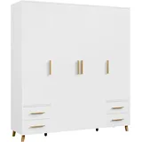 Rauch »Kleiderschrank Schrank Garderobe Wäscheschrank SHINJO«, (in 3 verschiedenen Ausstattungen BASIC/CLASSIC/PREMIUM), Griffe und Füße aus Massivholz mit 2 Schubladen MADE IN GERMANY, weiß
