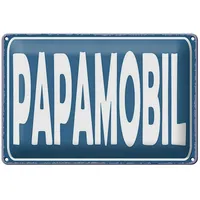 Femer Blechschild Hinweis 12x18 cm Papamobil blaues Deko Schild