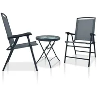 vidaXL 3-tlg. Bistro-Set Grau Stahl