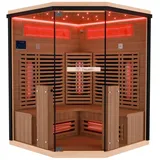 Dewello Dewello® Infrarotkabine Infrarotsauna KENORA 140x140 für 2-3 Personen aus Hemlockholz, Dual-Therm, mit Salzsteinoptik