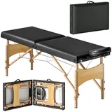 HOMCOM Massageliege 2 Zonen Klappbar Massagetisch Höhenverstellbar Massagebank (Kosmetikliege, 1-St., Massagebett), 70 cm Breit mit Kopfstütze, Holzfüßen Schwarz schwarz