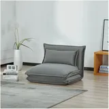 [en.casa] Schlafsessel Umeå Samt 59 x 85,5 x 67 cm Grau mit Kissen