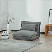 [en.casa] Schlafsessel Umeå Samt 59 x 85,5 x 67 cm Grau mit Kissen