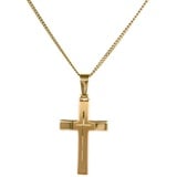 HOPLO Kreuzanhänger Anhänger Kreuz 585 Gold mit massiver Goldkette 1,1 mm, Made in Germany 50 cm