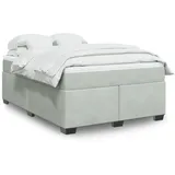 vidaXL Boxspringbett mit Matratze Hellgrau 160x200 cm Samt