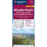 Kompass Fahrradkarte 3323 Niederrhein, Kleve, Wesel, Krefeld, Mönchengladbach, Viersen mit Knotenpunkten 1:70.000: