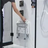 Decdeal - Klappbare Duschbank, An Der Wand Montierter, Herunterklappbarer Badewannensitz, Badezimmerstuhlhocker, Mit Duschkopfschlitz