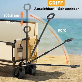 SAMAX Bollerwagen Faltbar 2in1 mit Bank beige