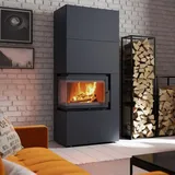 KAMINEINSATZ SIMPLE BOX 8 KW Ø 200 LINKS SCHWARZMIT TÜRFEDER Einhaltung der BImSchV 2