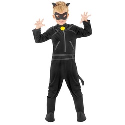 Metamorph Kostüm Miraculous – Cat Noir Kostüm für Kinder, Als katzenartiger Superheld Seite an Seite mit Ladybug! schwarz 104