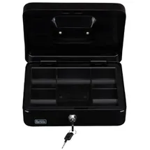 Black & Decker BLACK+DECKER Spardose mit Schlüssel – herausnehmbare Schublade 5 Fächer – inkl. 2 Schlüssel – 25 x 8,5 x 18 cm – Metall Schwarz