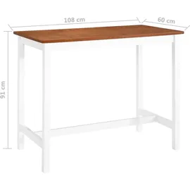 vidaXL Bartisch Massivholz 108 x 60 x 91 cm