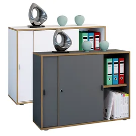 VCM my office Schiebetürenschrank Salia, 920734 honig-eiche, weiß 1 Fachboden 100,0 x 37,4 x 74,0 cm