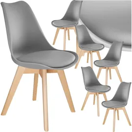 Tectake Esszimmerstuhl Frederikke Textil grau 6er Set