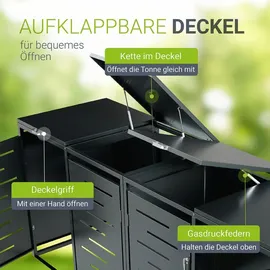 Juskys Mülltonnenbox Arel 4er 264 x 116 x 80 cm Anthrazit