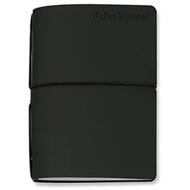 Veloflex N132114 - Bullet Journal, Notizbuch, 13 x 21 cm, schwarz, Gummizug, mit 2 Heftchen: blanko Punktraster & Kalendereinlage