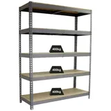 Proregal Schwerlastregal Wood Beast Five HxBxT 200 x 240 x 75 cm 5 Ebenen Fachlast 400 kg Grau