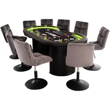 Home Deluxe Pokertisch inkl. Pokerkoffer und 10 Stühlen LAS VEGAS - Für 9 Personen