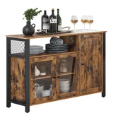 VASAGLE Sideboard, Küchenschrank, Aufbewahrungsschrank, mit 3 Türen, für Wohnzimmer, Küche, Esszimmer, 33 x 75 cm, Landhausstil, vintagebraun-schwarz LSC096B01
