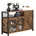 Küchenschrank Aufbewahrungsschrank mit 3 Türen für Wohnzimmer Küche Esszimmer x Landhausstil vintagebraun-schwarz