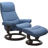 Stressless Stressless® Relaxsessel »View«, (Set, Relaxsessel mit Hocker), mit Classic Base, Größe L,Gestell Wenge, blau