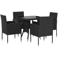 vidaXL 5-tlg Garten-Essgruppe Poly Rattan Schwarz