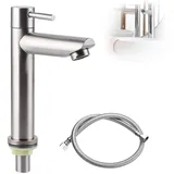 Kaltwasserhahn Gäste WC Wasserhahn Bad Hoch 360° Drehbar,Waschtischarmatur Hoch mit Warm, Kaltwasserhahn, Wasserhahn kaltwasser für Gäste WC,Einhebelmischer Waschbecken Armatur Waschtischarmatur