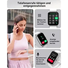 Gydom Smartwatch Damen mit Telefonfunktion 1.8" Alexa Eingebaut Fitnessuhr 100+ Sportmodi, Herzfrequenz SpO2 Stress EIN-klick Messen, Schlafmonitor - Weiß