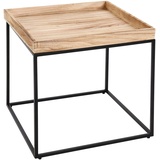 Mendler Beistelltisch HWC-K71, Kaffeetisch Couchtisch Tisch, MVG-zertifiziert Paulownia-Holz Metall 60x60x60cm ~ naturfarben