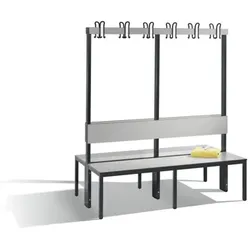 Doppelseitige Garderobenbank HPL Breite 1500mm, ohne Schuhrost
