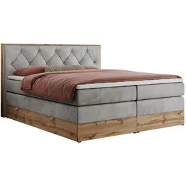 MKS Boxspringbett 160 x 200 cm H3 Hellgrau