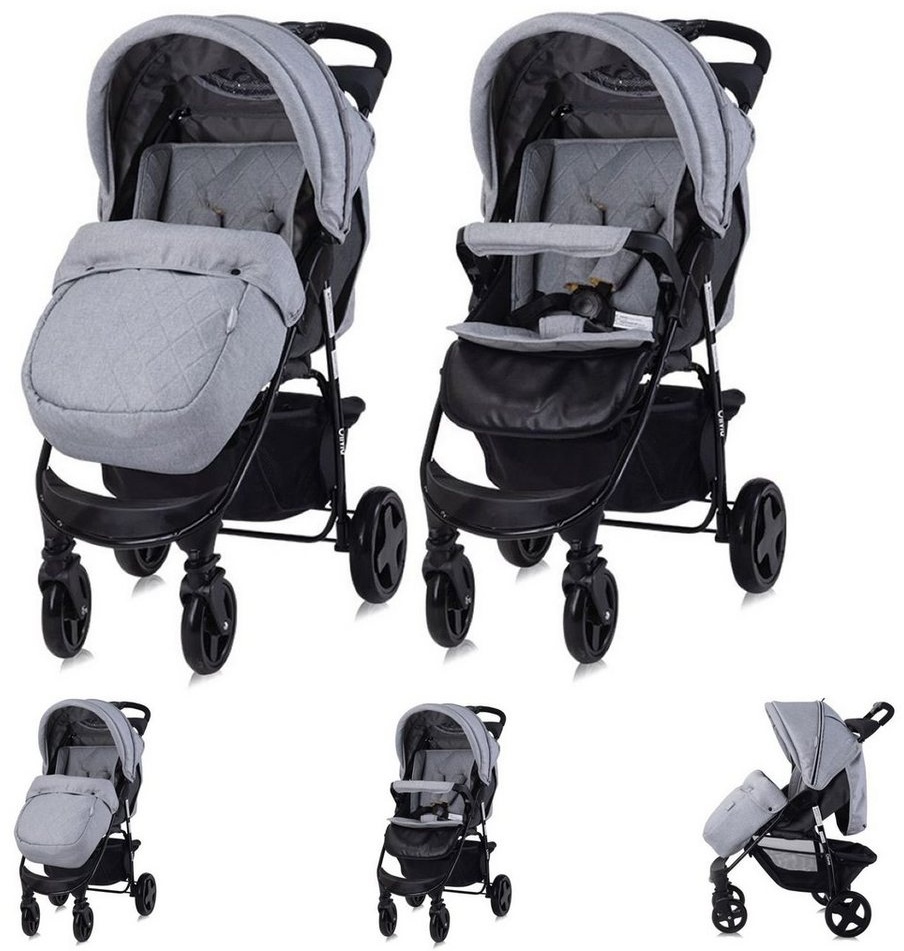 Lorelli Kinder-Buggy Kinderwagen Buggy Olivia, Zubehörbox, Fußabdeckung, verstellbar, Korb grau