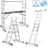 STAHLWERK Leitergerüst LG-270 ST 150 kg Tragkraft, 3 in 1 Mehrzweckleiter