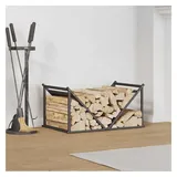 vidaXL Kaminholzregal Kaltgewalzter Stahl 70 x 43 x 34,5 cm Schwarz