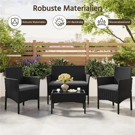 Yaheetech Gartenmöbel Set 4-tlg. Schwarz/Grau